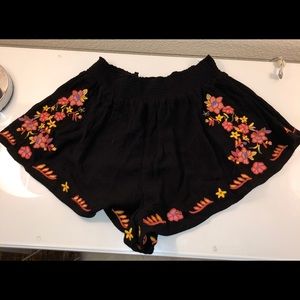 Black embroidered shorts
